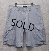 【RALPH LAUREN】【ラルフローレン】白×水色【ストライプ】【シアサッカーパンツ】【カーゴショーツ】半ズボン【短パン】【W33】 