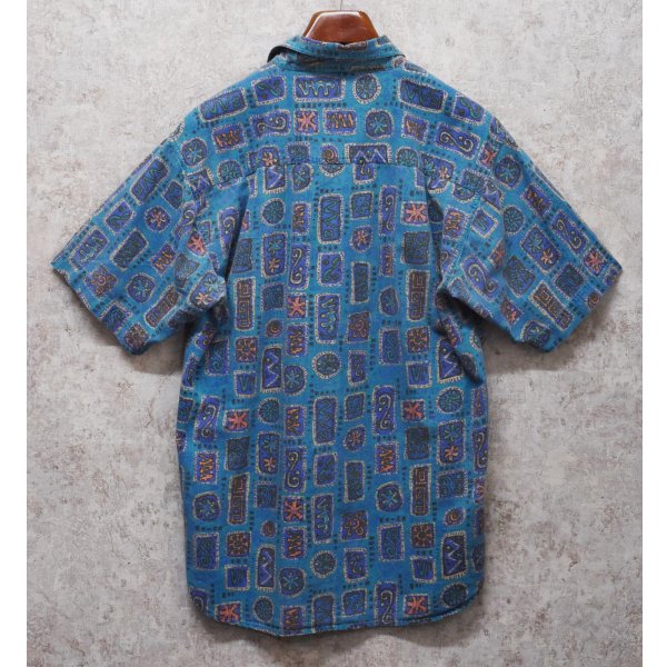 画像3: 80's【インド製】ビンテージ【Revenge Shirtmaker】【水色】総柄【コットン】半袖シャツ 【サイズM】 