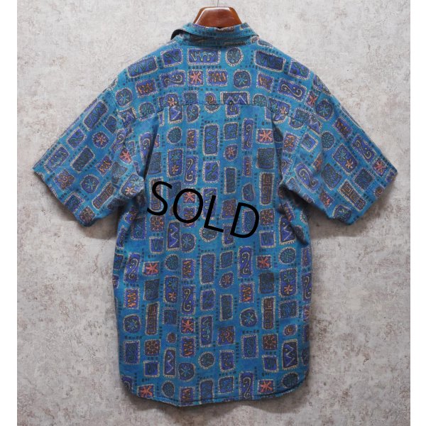画像3: 80's【インド製】ビンテージ【Revenge Shirtmaker】【水色】総柄【コットン】半袖シャツ 【サイズM】 