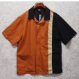 画像1: 90's【USA製】【ビンテージ】【JH UNIFORM】【オレンジ×黒×ベージュ】【半袖シャツジャケット】半袖開襟シャツ【サイズM】 <br> (1)