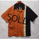 90's【USA製】【ビンテージ】【JH UNIFORM】【オレンジ×黒×ベージュ】【半袖シャツジャケット】半袖開襟シャツ【サイズM】  