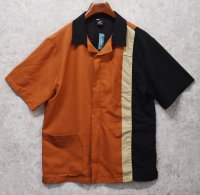 90's【USA製】【ビンテージ】【JH UNIFORM】【オレンジ×黒×ベージュ】【半袖シャツジャケット】半袖開襟シャツ【サイズM】  
