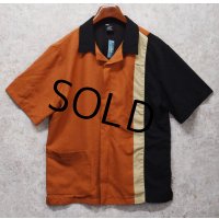 90's【USA製】【ビンテージ】【JH UNIFORM】【オレンジ×黒×ベージュ】【半袖シャツジャケット】半袖開襟シャツ【サイズM】  
