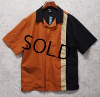 90's【USA製】【ビンテージ】【JH UNIFORM】【オレンジ×黒×ベージュ】【半袖シャツジャケット】半袖開襟シャツ【サイズM】  