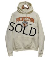 ビンテージ【チャンピオン】【Champion】【PRINCETON】プリンストン大学 カレッジロゴ【オートミールｘオレンジプリント】【パーカー】【サイズL】 