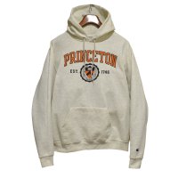 ビンテージ【チャンピオン】【Champion】【PRINCETON】プリンストン大学 カレッジロゴ【オートミールｘオレンジプリント】【パーカー】【サイズL】 