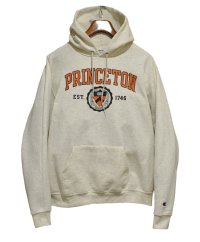 ビンテージ【チャンピオン】【Champion】【PRINCETON】プリンストン大学 カレッジロゴ【オートミールｘオレンジプリント】【パーカー】【サイズL】 