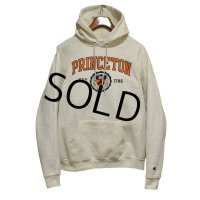 ビンテージ【チャンピオン】【Champion】【PRINCETON】プリンストン大学 カレッジロゴ【オートミールｘオレンジプリント】【パーカー】【サイズL】 