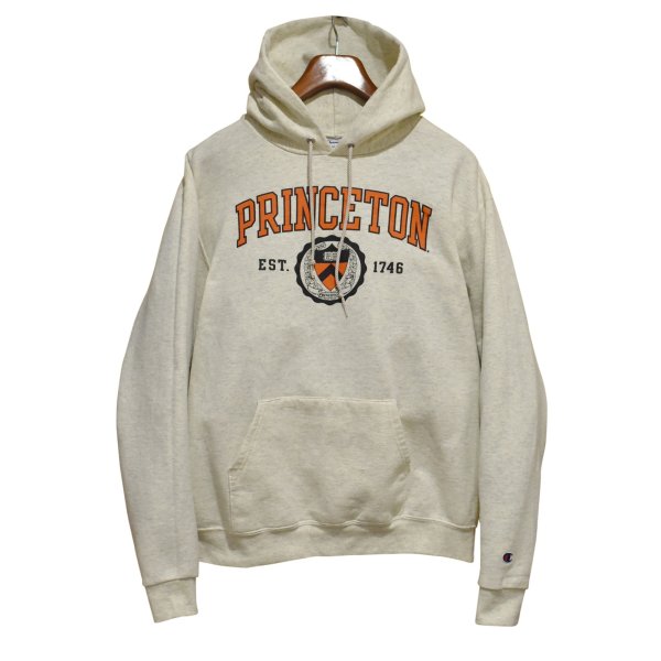 画像1: ビンテージ【チャンピオン】【Champion】【PRINCETON】プリンストン大学 カレッジロゴ【オートミールｘオレンジプリント】【パーカー】【サイズL】 