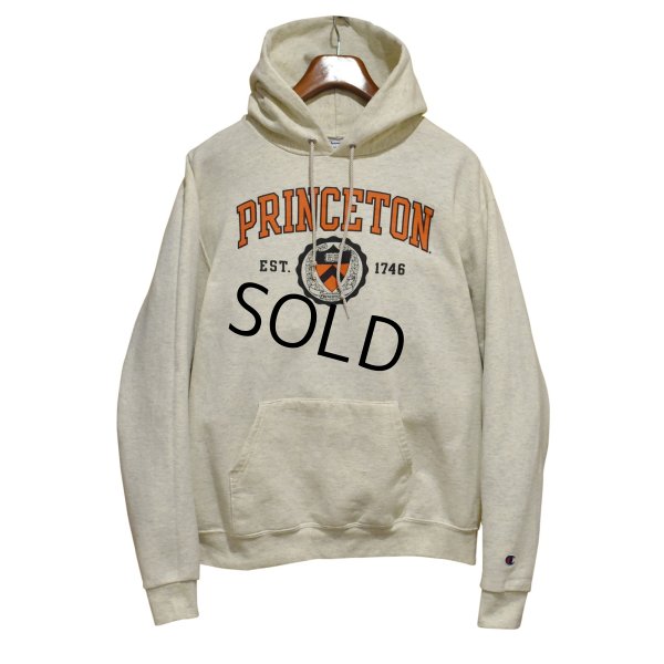 画像1: ビンテージ【チャンピオン】【Champion】【PRINCETON】プリンストン大学 カレッジロゴ【オートミールｘオレンジプリント】【パーカー】【サイズL】 