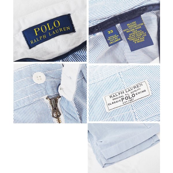 画像2: 【RALPH LAUREN】【ラルフローレン】白×水色【ストライプ】【シアサッカーパンツ】【カーゴショーツ】半ズボン【短パン】【W33】 