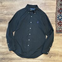 ビンテージ POLO RALPH LAUREN【ポロラルフローレン】【CUSTOM FIT】胸刺繡ロゴ入り【黒】【ボタンダウンシャツ】【サイズM】  