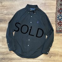 ビンテージ POLO RALPH LAUREN【ポロラルフローレン】【CUSTOM FIT】胸刺繡ロゴ入り【黒】【ボタンダウンシャツ】【サイズM】  