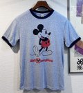 【程度良好】【ビンテージ】【ミッキーマウス】【ウォルトディズニーワールド】【霜降りブルー】【リンガーTシャツ】【サイズM程度】 