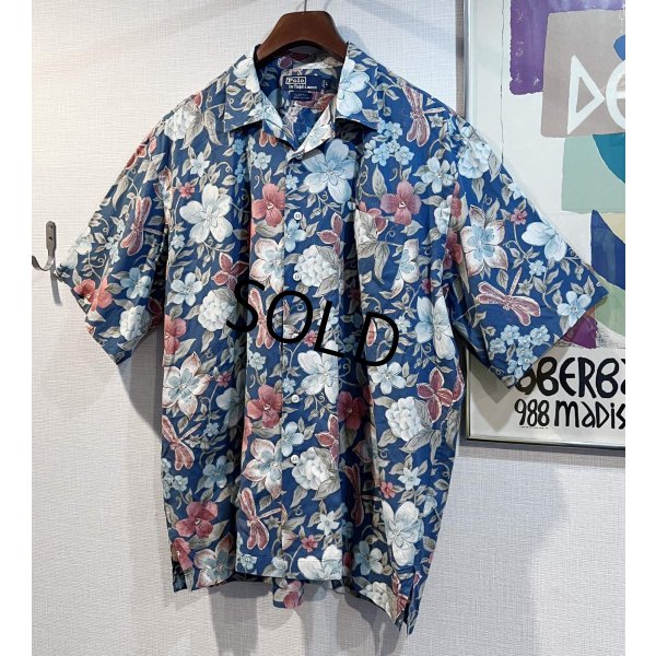 画像3: 90's 【ビンテージ】 POLO RALPH LAUREN【ラルフローレン】オールドラルフローレン【CLAYTON】花【水色】総柄 半袖開襟シャツ 【サイズL】  