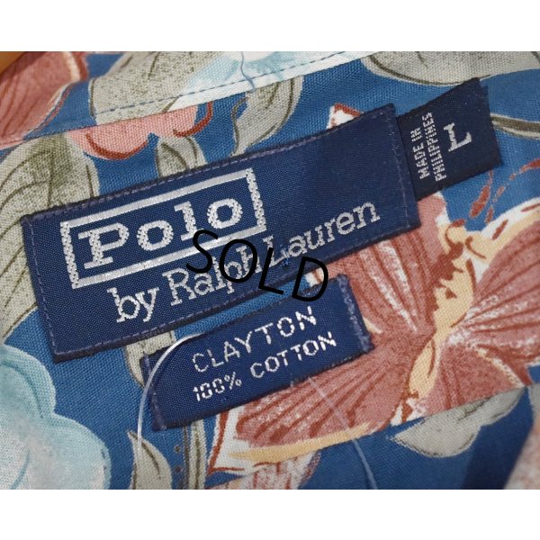画像2: 90's 【ビンテージ】 POLO RALPH LAUREN【ラルフローレン】オールドラルフローレン【CLAYTON】花【水色】総柄 半袖開襟シャツ 【サイズL】  