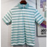 デッドストック【90’s】【USA製】WEST CHESTER【ミントグリーン×白】【ボーダー】【ポロシャツ】【半袖シャツ】【サイズM】  