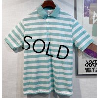 デッドストック【90’s】【USA製】WEST CHESTER【ミントグリーン×白】【ボーダー】【ポロシャツ】【半袖シャツ】【サイズM】  