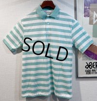 デッドストック【90’s】【USA製】WEST CHESTER【ミントグリーン×白】【ボーダー】【ポロシャツ】【半袖シャツ】【サイズM】  