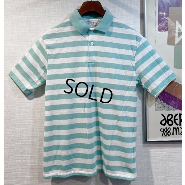 画像1: デッドストック【90’s】【USA製】WEST CHESTER【ミントグリーン×白】【ボーダー】【ポロシャツ】【半袖シャツ】【サイズM】  