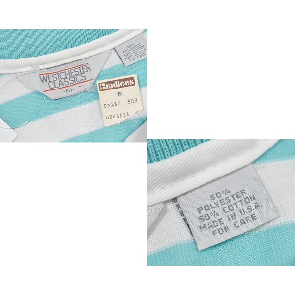 画像2: デッドストック【90’s】【USA製】WEST CHESTER【ミントグリーン×白】【ボーダー】【ポロシャツ】【半袖シャツ】【サイズM】  