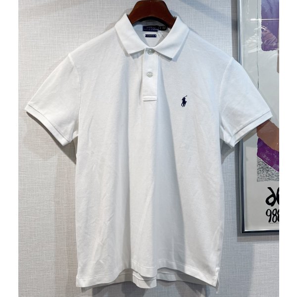 画像1: POLO ralph lauren【ラルフローレン】ビンテージ【CLASSIC FIT】【クラシックフィット】【白】【鹿の子コットン】無地【ポロシャツ】【サイズL】 