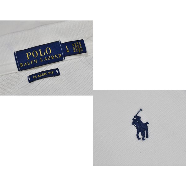 画像2: POLO ralph lauren【ラルフローレン】ビンテージ【CLASSIC FIT】【クラシックフィット】【白】【鹿の子コットン】無地【ポロシャツ】【サイズL】 