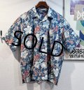 90's 【ビンテージ】 POLO RALPH LAUREN【ラルフローレン】オールドラルフローレン【CLAYTON】花【水色】総柄 半袖開襟シャツ 【サイズL】  