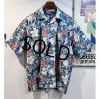 90's 【ビンテージ】 POLO RALPH LAUREN【ラルフローレン】オールドラルフローレン【CLAYTON】花【水色】総柄 半袖開襟シャツ 【サイズL】  