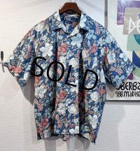 90's 【ビンテージ】 POLO RALPH LAUREN【ラルフローレン】オールドラルフローレン【CLAYTON】花【水色】総柄 半袖開襟シャツ 【サイズL】  