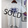デッドストック【80's】【USA製】【ビンテージ】【BUD LIGHT】【バドライト】バドワイザー【バックプリント付き】【白】【Tシャツ】【サイズL】 
