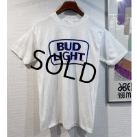デッドストック【80's】【USA製】【ビンテージ】【BUD LIGHT】【バドライト】バドワイザー【バックプリント付き】【白】【Tシャツ】【サイズL】 