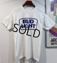 デッドストック【80's】【USA製】【ビンテージ】【BUD LIGHT】【バドライト】バドワイザー【バックプリント付き】【白】【Tシャツ】【サイズL】 