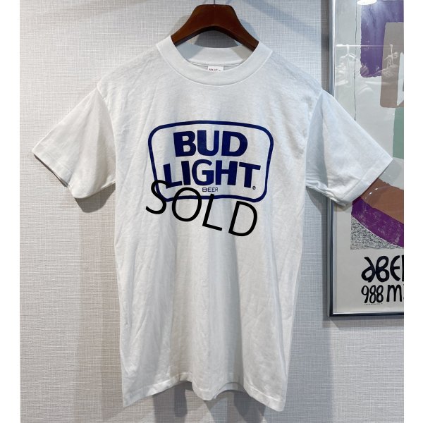 画像1: デッドストック【80's】【USA製】【ビンテージ】【BUD LIGHT】【バドライト】バドワイザー【バックプリント付き】【白】【Tシャツ】【サイズL】 