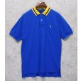 画像1: 90's【ラルフローレン】POLO RALPH LAUREN 【青×黄色襟】【無地】左胸ロゴ刺繍【ポロシャツ】【サイズＬ】 <br> (1)