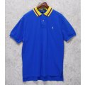 90's【ラルフローレン】POLO RALPH LAUREN 【青×黄色襟】【無地】左胸ロゴ刺繍【ポロシャツ】【サイズＬ】  
