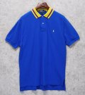 90's【ラルフローレン】POLO RALPH LAUREN 【青×黄色襟】【無地】左胸ロゴ刺繍【ポロシャツ】【サイズＬ】  