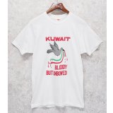 ワンウォッシュ【80's】【USA製】【ビンテージ】【Hanes】ヘインズ【KUWAIT BLOODY BUT UNBOWED】白【鳥プリント】【Tシャツ】【サイズL】 