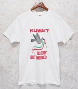 ワンウォッシュ【80's】【USA製】【ビンテージ】【Hanes】ヘインズ【KUWAIT BLOODY BUT UNBOWED】白【鳥プリント】【Tシャツ】【サイズL】 