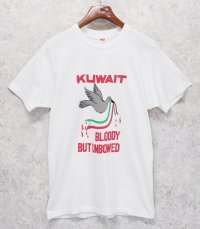 ワンウォッシュ【80's】【USA製】【ビンテージ】【Hanes】ヘインズ【KUWAIT BLOODY BUT UNBOWED】白【鳥プリント】【Tシャツ】【サイズL】 