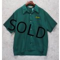 70’ｓ【USA製】【LANE MATE TRINITY LUTHERAN】【緑】【ワークシャツ】【チェーン刺繍】【ボーリングシャツ】【半袖シャツ】【サイズXL】  