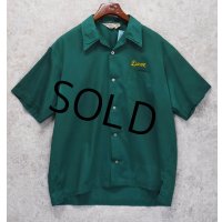 70’ｓ【USA製】【LANE MATE TRINITY LUTHERAN】【緑】【ワークシャツ】【チェーン刺繍】【ボーリングシャツ】【半袖シャツ】【サイズXL】  
