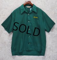 70’ｓ【USA製】【LANE MATE TRINITY LUTHERAN】【緑】【ワークシャツ】【チェーン刺繍】【ボーリングシャツ】【半袖シャツ】【サイズXL】  