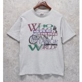 90’s【USA製】【ビンテージ】【SOF TEE】【Who says one man can't change the WORLD?】グレー【キリスト】【Tシャツ】【サイズＬ】 