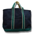 80's【程度良好】【ビンテージ】ＬＬビーン【L.L.bean】紺×緑ｘ白【デラックストートバッグ】 