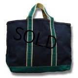 80's【程度良好】【ビンテージ】ＬＬビーン【L.L.bean】紺×緑ｘ白【デラックストートバッグ】 
