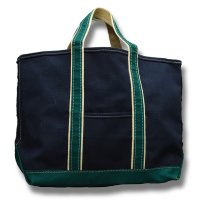 80's【程度良好】【ビンテージ】ＬＬビーン【L.L.bean】紺×緑ｘ白【デラックストートバッグ】 