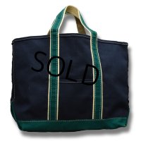 80's【程度良好】【ビンテージ】ＬＬビーン【L.L.bean】紺×緑ｘ白【デラックストートバッグ】 
