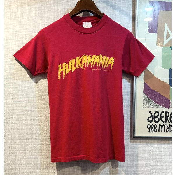 画像1: 80's~【USA製】【ビンテージ】ヘインズ【hanes】WWF【ワールド・レスリング・エンターテインメント】プロレス  HULKAMANIA【赤】ハルクホーガン【Ｔシャツ】【サイズS】 