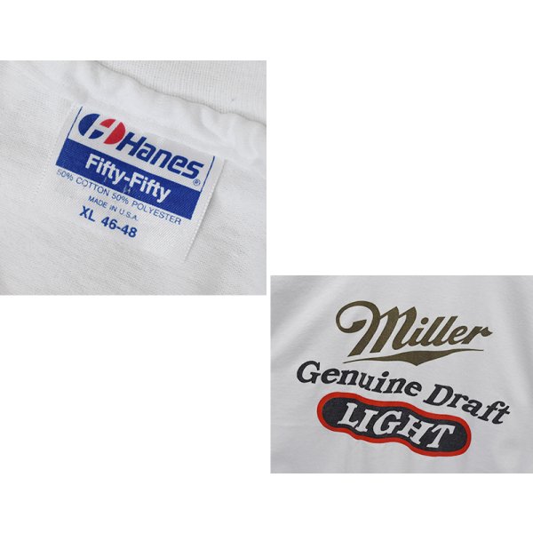 画像2: 【~90's】【USA製】【ビンテージ】【Hanes】ヘインズ【Miller Genuine draft Light】白【Tシャツ】【サイズXL】 